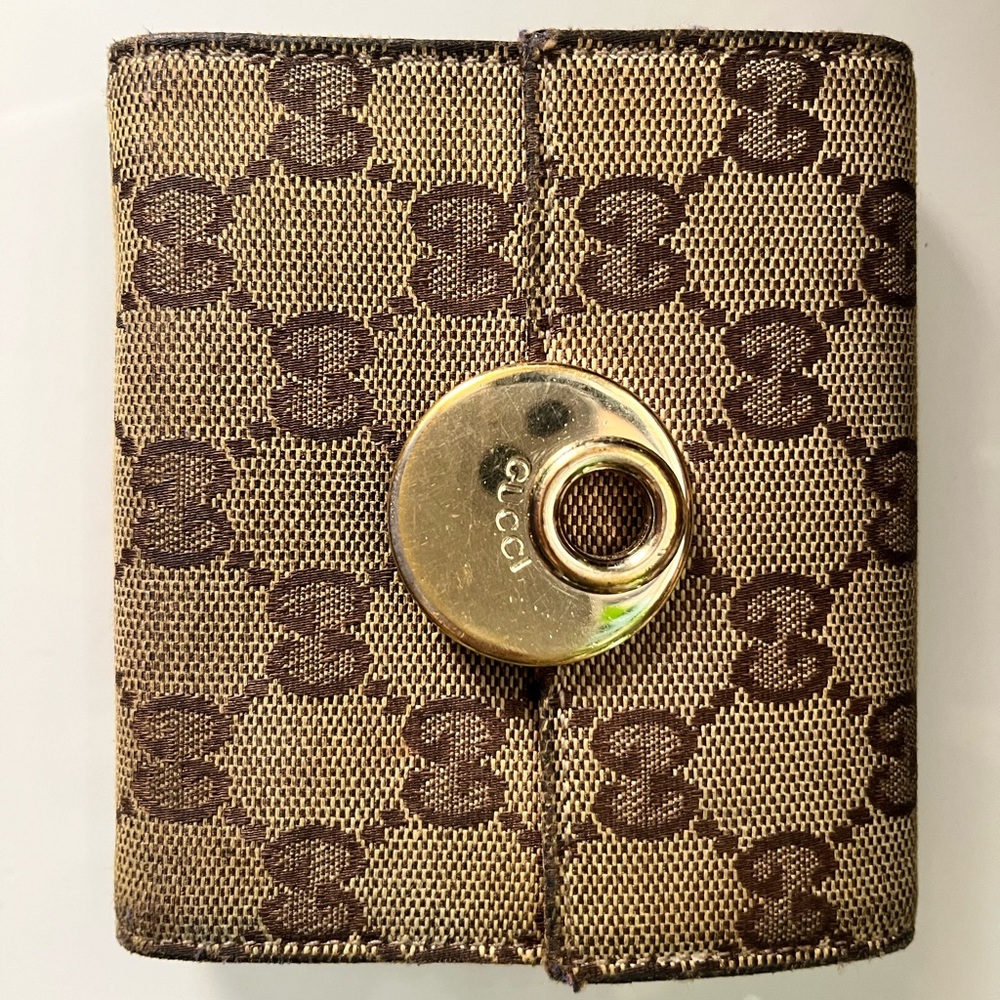 Gucci Medium Eclipse Canvas Leather Wallet Vintage - image 6